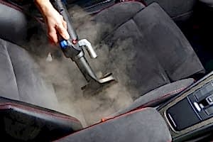 picture showing how to clean the car seats through steam 