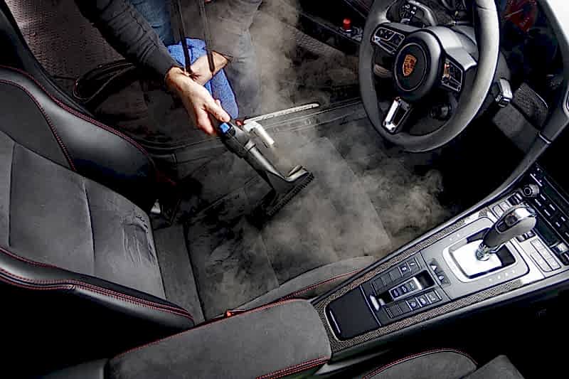 Professional steam cleaning for car interiors