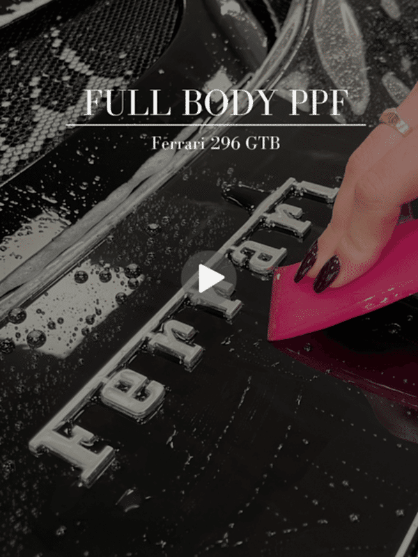 PPF installation process video on Ferrari
